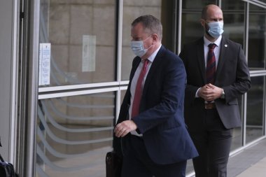 Brüksel, Belçika. 2 Ekim 2020. Birleşik Krallık 'ın Brexit elçisi David Frost, Avrupa Komisyonu' nun İngiltere ile İlişkilerden Sorumlu Görev Gücü Başkanı Michel Barnier ile Avrupa Komisyonu 'nda bir araya geldi..