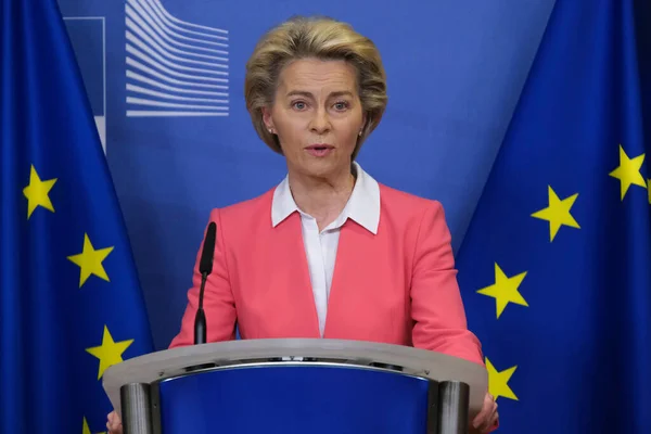 Předseda Evropské Komise Ursula Von Der Leyen Tiskové Konferenci Energetických — Stock fotografie