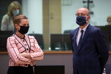 Avrupa Konseyi Başkanı Charles Michel, Avrupa Birliği (AB) özel zirvesinin ikinci günü için 2 Ekim 2020 'de Brüksel, Belçika' ya geldi.. 