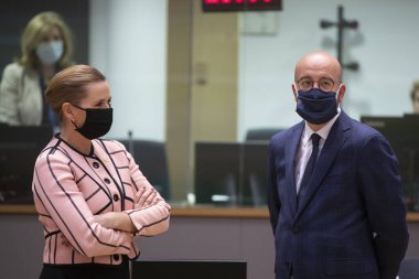Avrupa Konseyi Başkanı Charles Michel, Avrupa Birliği (AB) özel zirvesinin ikinci günü için 2 Ekim 2020 'de Brüksel, Belçika' ya geldi.. 
