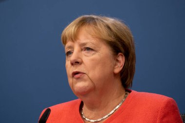 Almanya Başbakanı Angela Merkel, 2 Ekim 2020 'de Brüksel, Belçika' da düzenlenen Avrupa Birliği (AB) özel zirvesinin sonuçları hakkında basın toplantısı düzenledi.. 