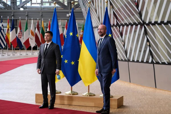 Brüssel Belgien Oktober 2020 Der Ukrainische Präsident Volodymyr Zelensky Wird — Stockfoto