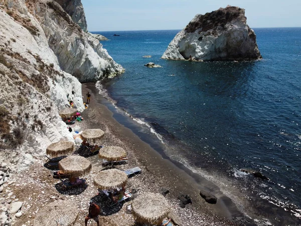 Vista Aérea Playa Blanca Isla Santorini Grecia Agosto 2020 —  Fotos de Stock