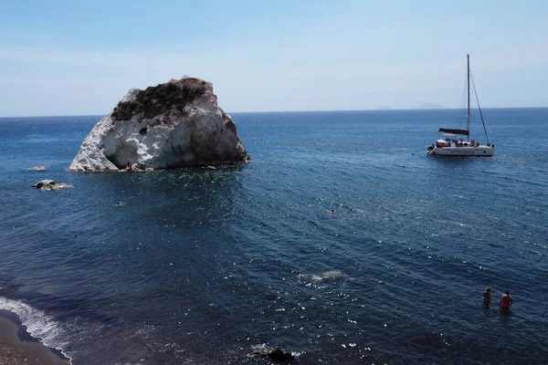 Vista Aérea Playa Blanca Isla Santorini Grecia Agosto 2020 —  Fotos de Stock