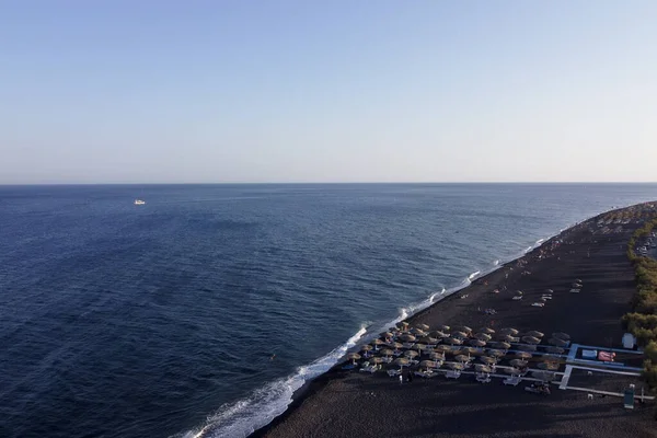 Повітряний Вид Пляж Перісса Грецькому Острові Санторіні Серпня 2020 Року — стокове фото