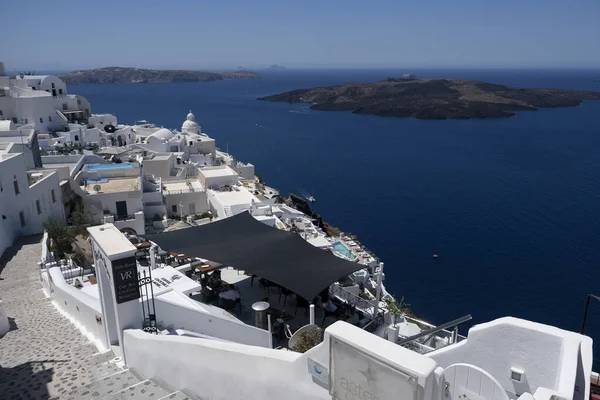 15 Ağustos 2020 'de Yunanistan' ın Santorini adasındaki Fyra kasabasının manzarası