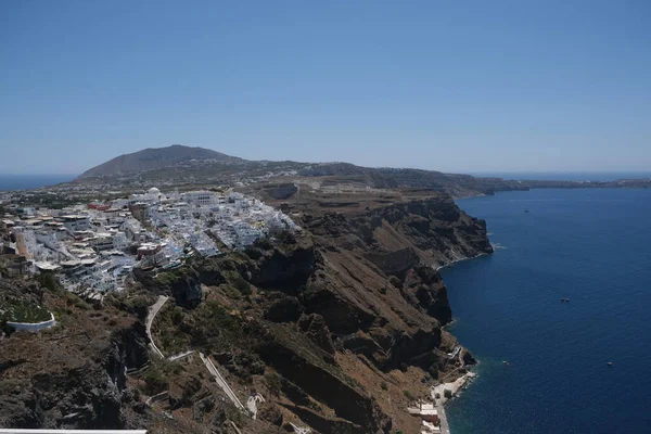 Uitzicht Stad Fyra Het Eiland Santorini Griekenland Augustus 2020 — Stockfoto