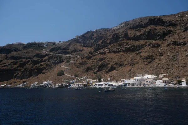 Вид Порта Острова Термеза Известного Тирасия Греции Августа 2020 Года — стоковое фото
