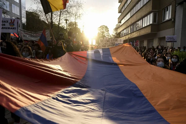 Bruselu Dne Října2020 Tisíce Příslušníků Arménské Diaspory Účastní Demonstrace Proti — Stock fotografie