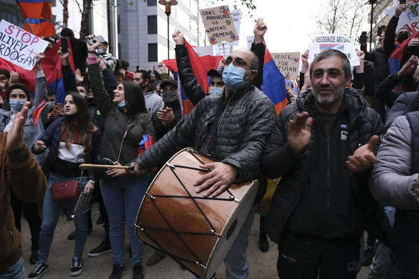 Bruselu Dne Října2020 Tisíce Příslušníků Arménské Diaspory Účastní Demonstrace Proti — Stock fotografie