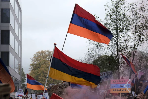 Bruselu Dne Října2020 Tisíce Příslušníků Arménské Diaspory Účastní Demonstrace Proti — Stock fotografie