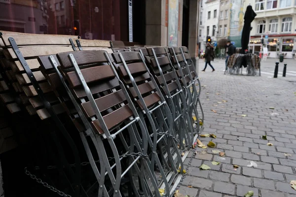 Bruselas Bélgica Vista Café Después Cierre Tras Decisión Las Autoridades —  Fotos de Stock