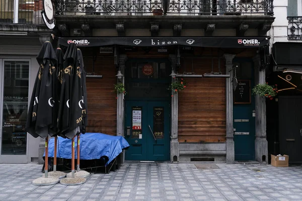 Vista Esterna Del Bar Chiuso Bruxelles Belgio Ottobre 2020 Tutti — Foto Stock