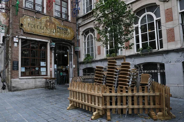 Vista Esterna Del Bar Chiuso Bruxelles Belgio Ottobre 2020 Tutti — Foto Stock