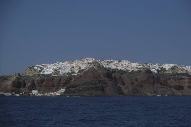 Yunanistan 'ın Santorini adasındaki Oia limanının 16 Ağustos 2020 tarihli görüntüsü