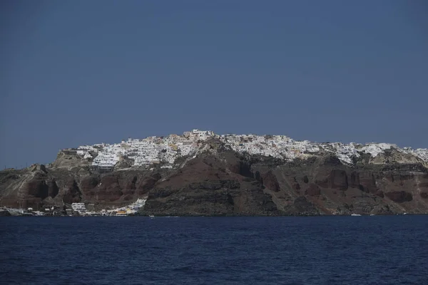 Widok Port Oia Wyspie Santorini Grecja Sierpnia 2020 — Zdjęcie stockowe