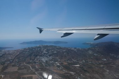 Yunanistan 'ın Santorini adasının 19 Ağustos 202 tarihli hava manzarası