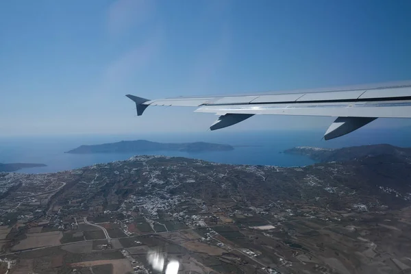 Vista Aérea Ilha Grega Santorini Grécia Agosto 202 — Fotografia de Stock