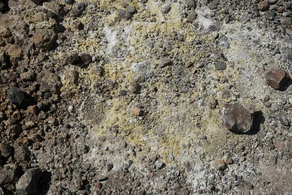 Kén Fumarolok Kénkristályokkal Nea Kameni Kráterben — Stock Fotó