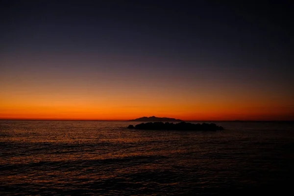 Vista Del Amanecer Desde Mar Playa — Foto de Stock