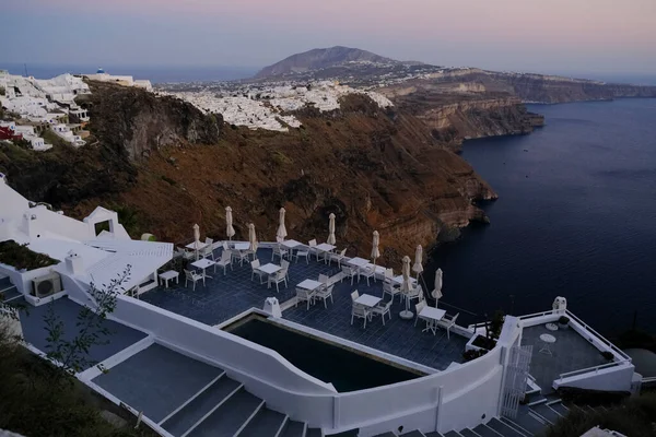 Vista Las Callejuelas Vacías Ciudad Fyra Isla Santorini Grecia Agosto —  Fotos de Stock