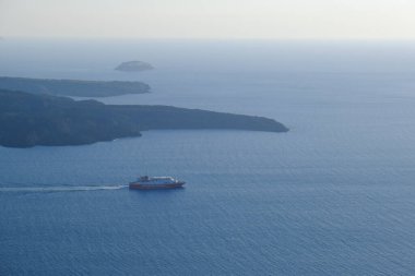 17 Ağustos 2020 'de Yunanistan' ın Santorini adasındaki gemi turu..