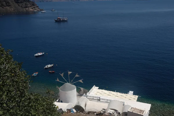 Panoramic View Picturesque Port Thirasia Island Greece Aug 2020 — Stock Photo, Image