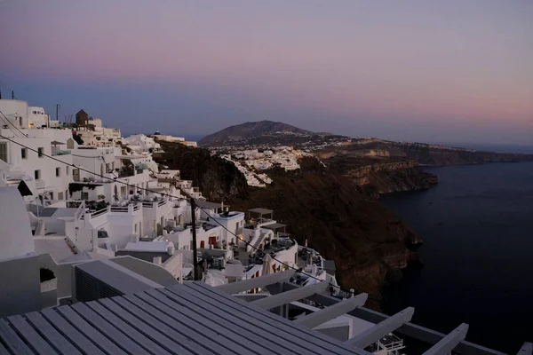 Vue Des Hôtels Fermés Des Stations Balnéaires Île Santorin Grèce — Photo