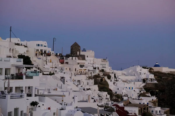 Veduta Alberghi Resort Chiusi Sull Isola Santorini Grecia Agosto 2020 — Foto Stock