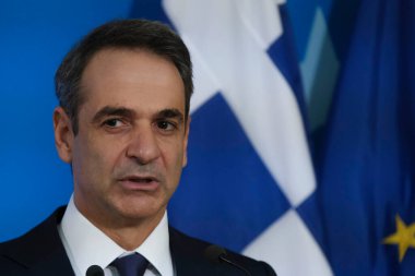 Yunanistan Başbakanı Kyriakos Mitsotakis, 16 Ekim 2020 'de Belçika' nın Brüksel kentinde düzenlenen iki günlük Avrupa Birliği zirvesi sonunda basına konuştu..