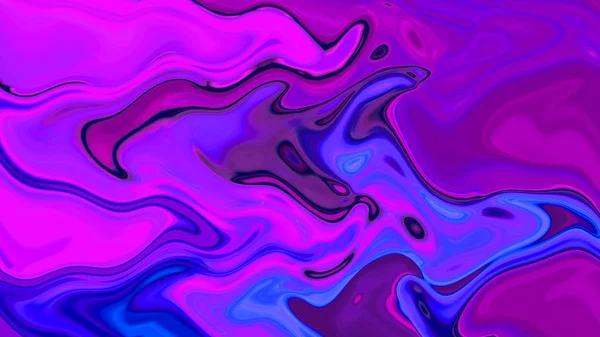 Abstrait néon fond bleu pourpre liquide taches acrylique taches de peinture et les vagues — Photo