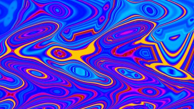 Soyut neon arka plan mavi mor sıvı akrilik boya lekeleri ve dalgalar