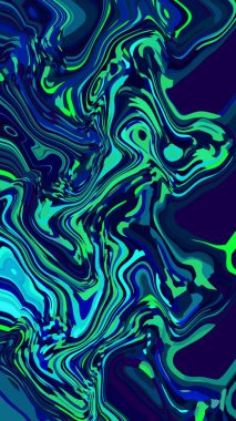 Soyut neon arka plan mavi yeşil sıvı akrilik boya dalgaları