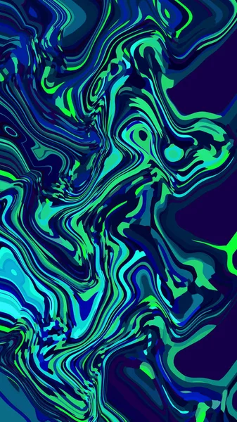 Soyut neon arka plan mavi yeşil sıvı akrilik boya dalgaları