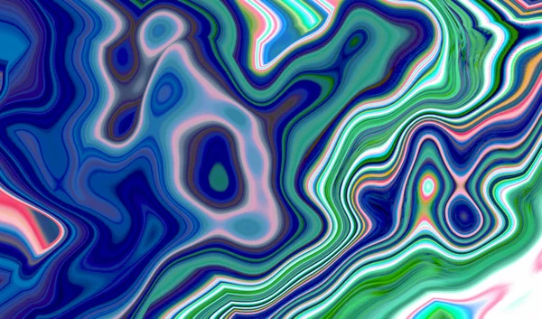 Soyut neon arka plan mavi yeşil sıvı akrilik boya dalgaları — Stok fotoğraf