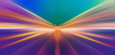 Gece otobanının renkli soyut sokak lambası patlama hızı yarışı