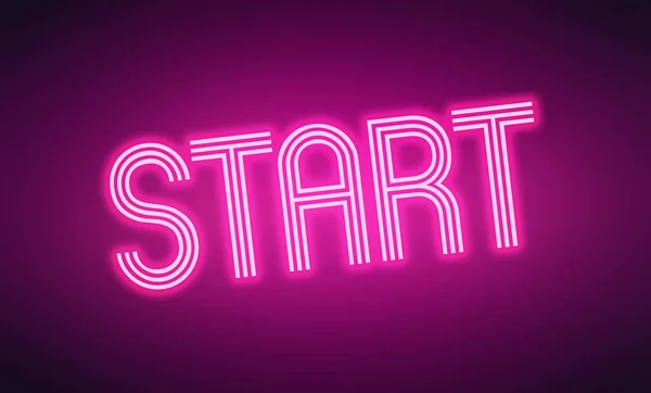 Start Sign glowing neon purple letters 4K