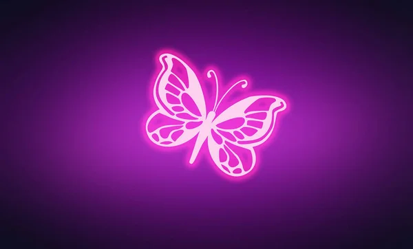 Koyu mor arka planda parlak pembe bir kelebek.
