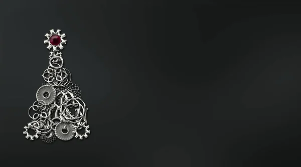 Ювелірні шестерні та запчастини Новорічна ялинка в сріблі з копійкою — стокове фото