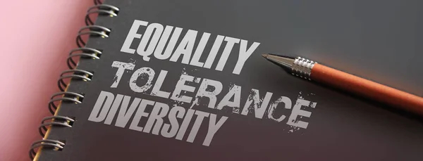 Equality Tolerance Diversity Words Uppervpages Copybook 사회적 직업과 분야에서 선택적 — 스톡 사진