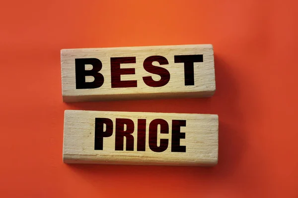 best price words on wooden blocks on red. Big sale grand opening business concept.
