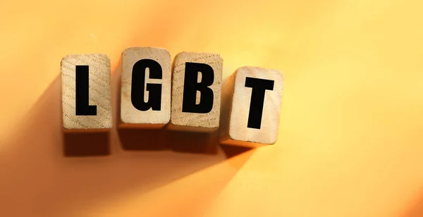 Houten Blokjes Met Letters Lgbt Achtergrond Oranje Lesbisch Homo Biseksueel — Stockfoto