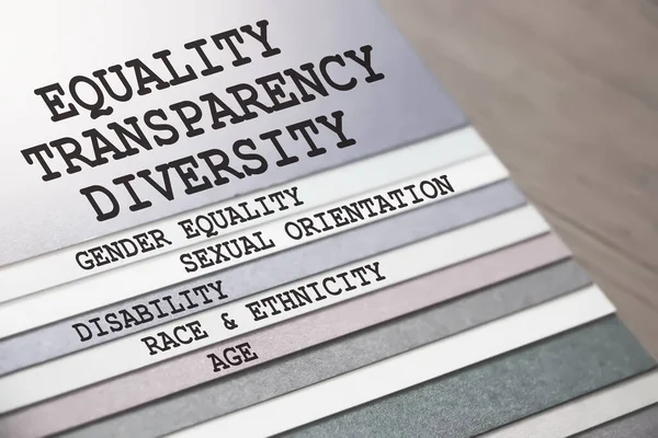Egyenlőség és sokszínűség Nemek közötti szexuális irányultság faji etnikum fogyatékosság szavak — Stock Fotó