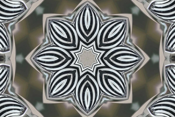 Абстрактний Футуристичний Металевий Сірий Мандаланий Орнамент Симетрія Досконалість Магічна Езотерична — стокове фото