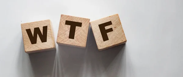 Wtf Palabra Bloques Madera Con Letras Concepto Wtf Vista Superior — Foto de Stock