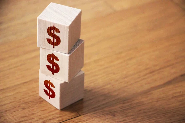 Wooden Blocks Dollar Sign Financial Concept — Stock Photo, Image