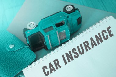Word writing text Car Insurance. Business concept for Accidents coverage Comprehensive Policy Motor Vehicle Guaranty. Teal duotone. clipart