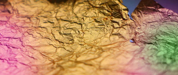 Crumpled Torn Golden Bronze Foil Texture Background — Stock Photo, Image