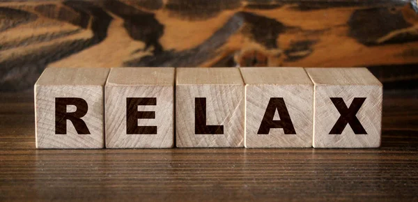 Relax Slovo Napsané Dřevěných Kostkách Koncepce Relaxační Zdravotní Péče — Stock fotografie