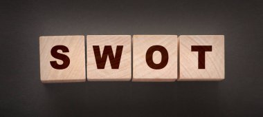 Tahta küplerin kısaltması SWOT. İş analizi kavramı.